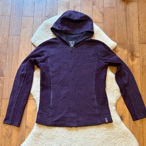 Mountain Hardwear wool blend full zip hoodie, eggplant purple, women’s M